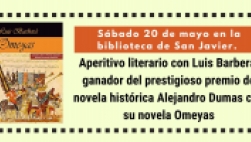 20 de mayo a las 12:00 en la biblioteca de San Javier. Aperitivo literario con Luis Barberá y su novela Omeyas.